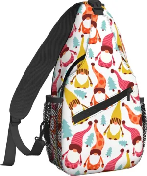 Cute Dwarf Christmas Tree Sling Bag For Women Crossbody Shoulder Bag Casual Daypack Backpacks Men Chest Bag Gym Cycling Travel Hiking