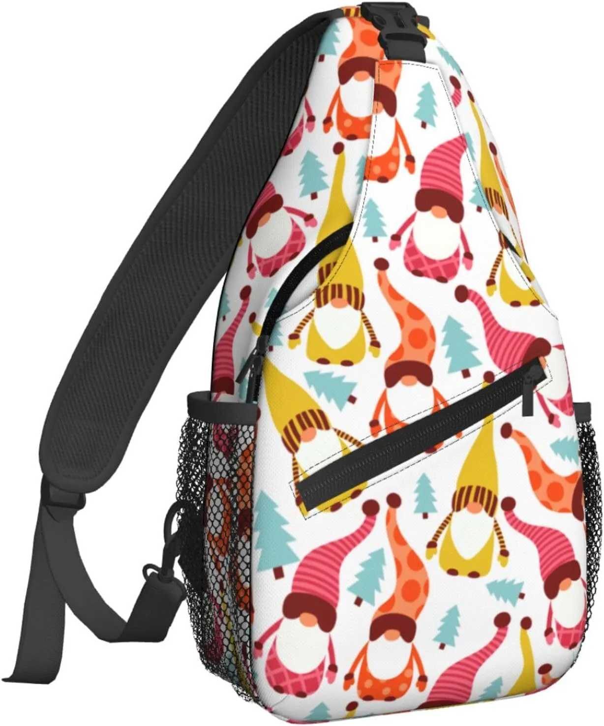 Cute Dwarf Christmas Tree Sling Bag For Women Crossbody Shoulder Bag Casual Daypack Backpacks Men Chest Bag Gym Cycling Travel Hiking