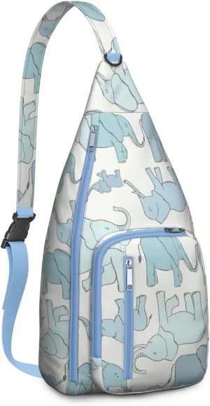 Cute Elephants Crossbody Bag Daypack for Women Men Lightweight Waterproof Sling Bag Backpack Hiking Cycling