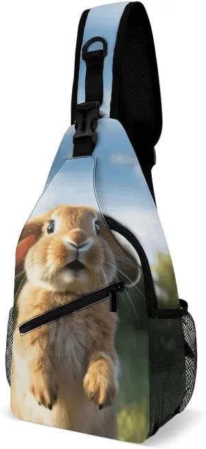 Cute Funny Rabbit Crossbody Bags Mini Sling Bag Fanny Chest Bag Travel Daypack Sling Backpack for Men Women