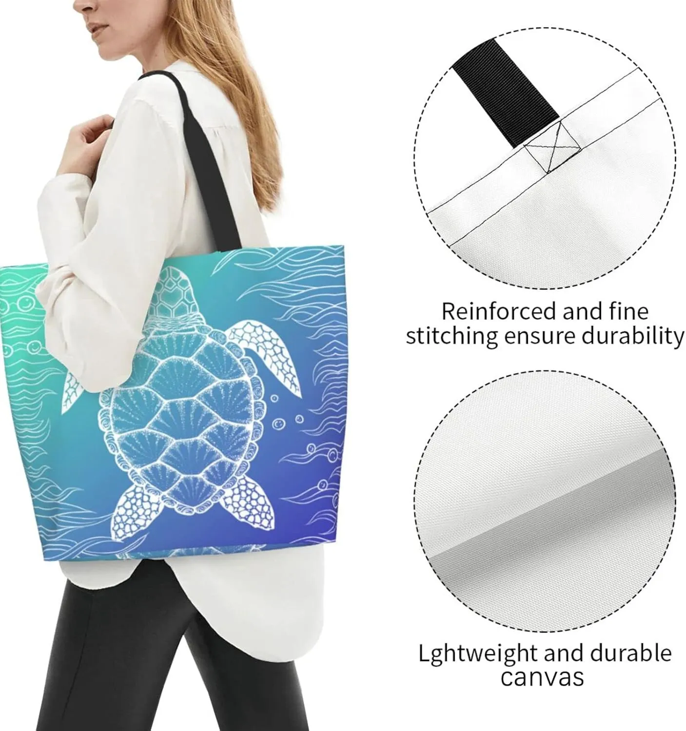 Cute Tote Bag Beach Canvas Bag Travel Reusable Grocery Shopping Bag Tote for Women Men