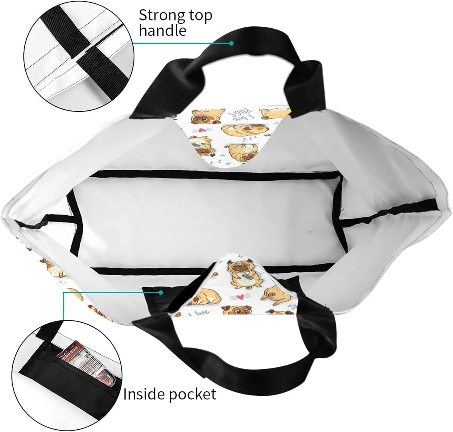 Cute Tote Bag Beach Canvas Bag Travel Reusable Grocery Shopping Bag Tote for Women Men