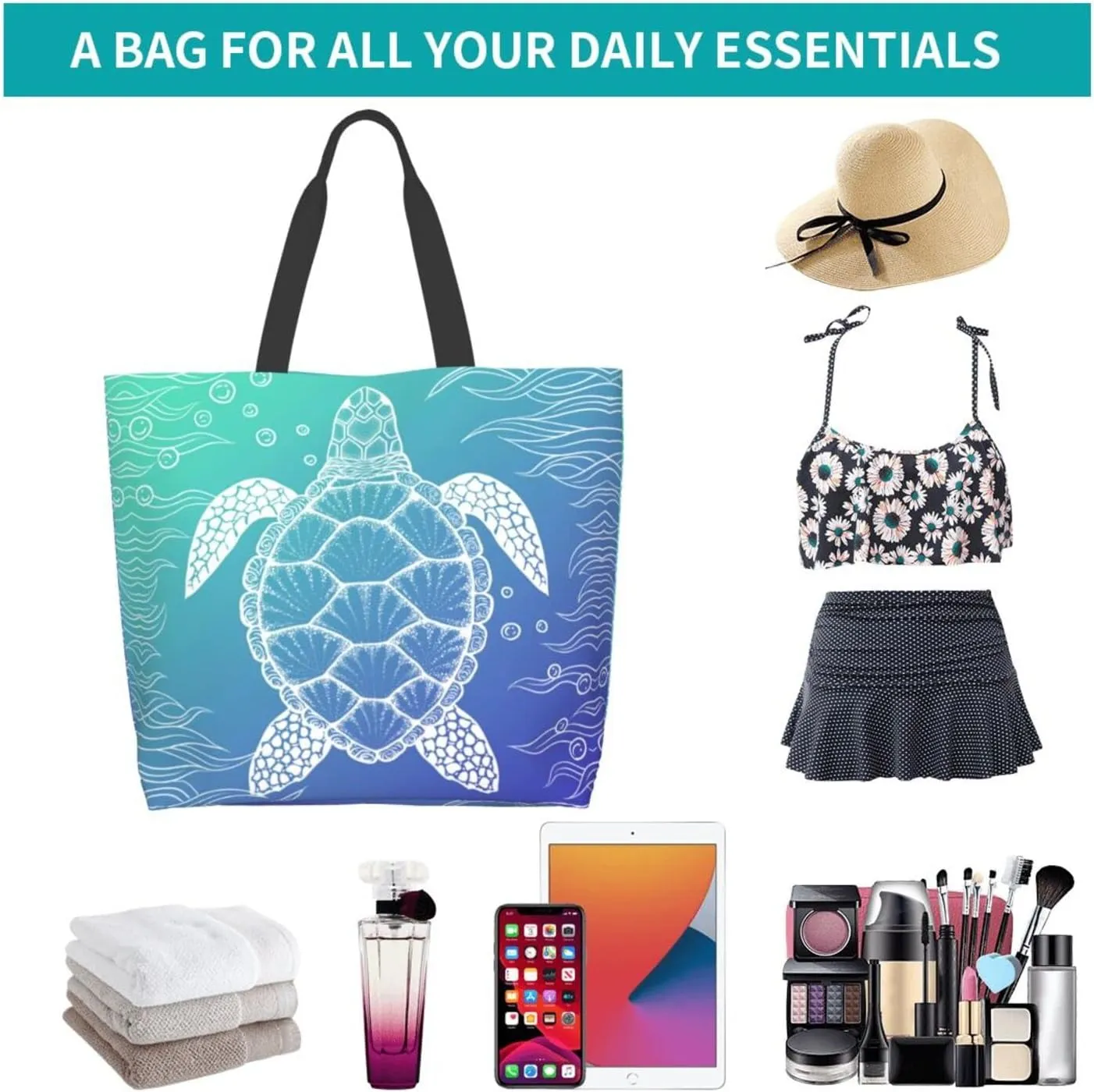 Cute Tote Bag Beach Canvas Bag Travel Reusable Grocery Shopping Bag Tote for Women Men