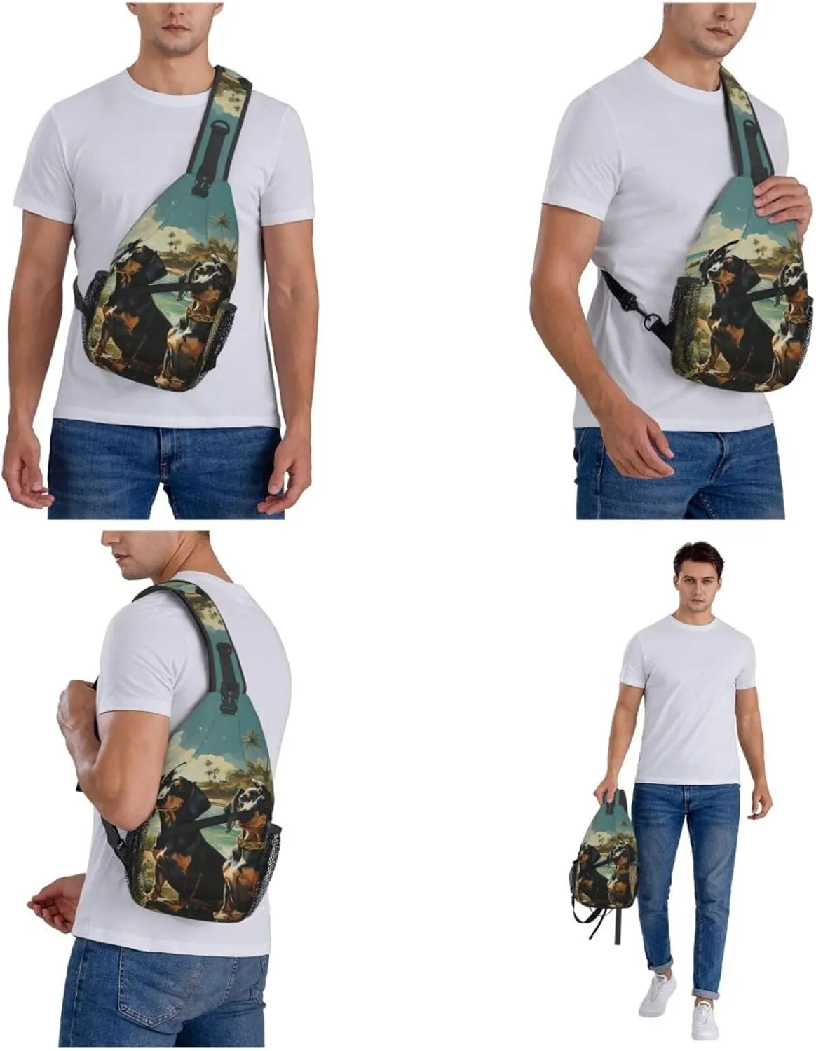 Dachshund Dog Bento Sling Bag Backpack For Men Cross Chest Bag Crossbody Shoulder Bag Travel Hiking Daypack
