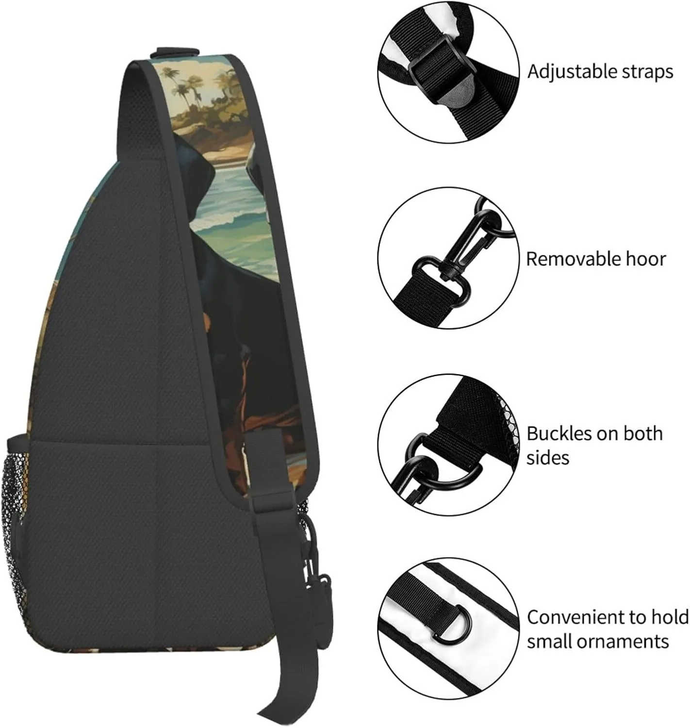 Dachshund Dog Bento Sling Bag Backpack For Men Cross Chest Bag Crossbody Shoulder Bag Travel Hiking Daypack