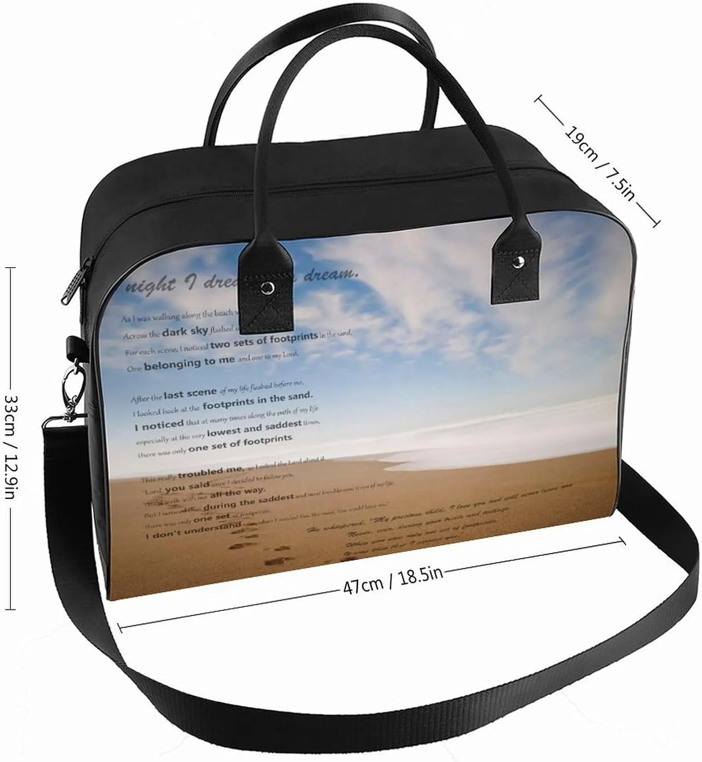 Daisy Flower Blue Travel Handbag with A Large Capacity Design That Can Be Reused