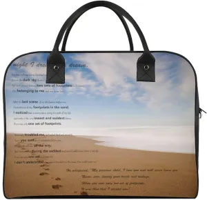 Daisy Flower Blue Travel Handbag with A Large Capacity Design That Can Be Reused
