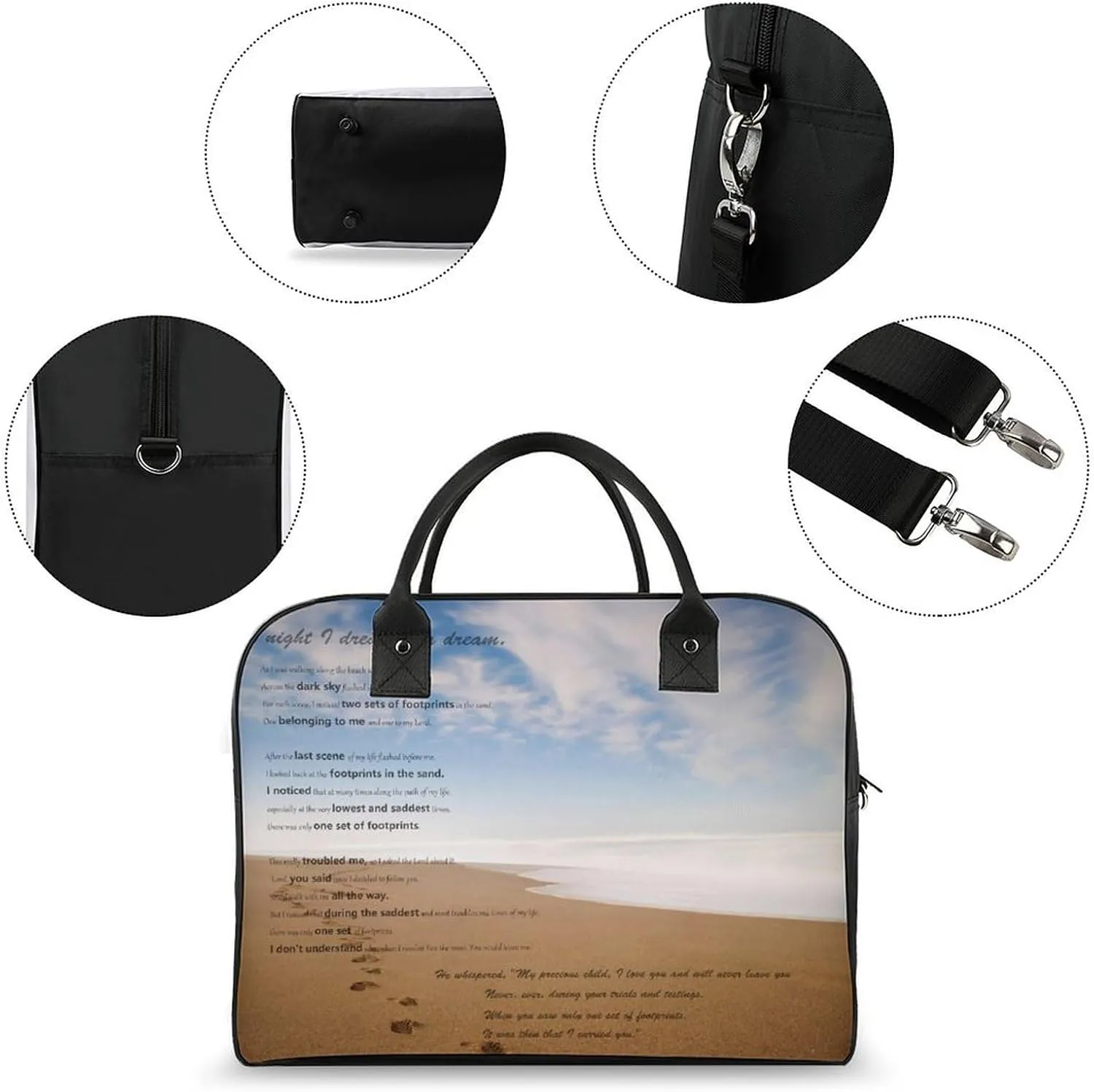 Daisy Flower Blue Travel Handbag with A Large Capacity Design That Can Be Reused