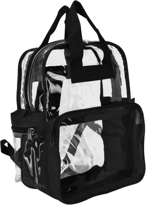 DALIX Wholesale Clear Backpacks Small Book Bags 100 Pcs in Clear-Black