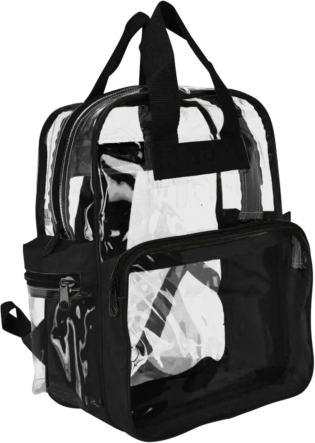 DALIX Wholesale Clear Backpacks Small Book Bags 100 Pcs in Clear-Black