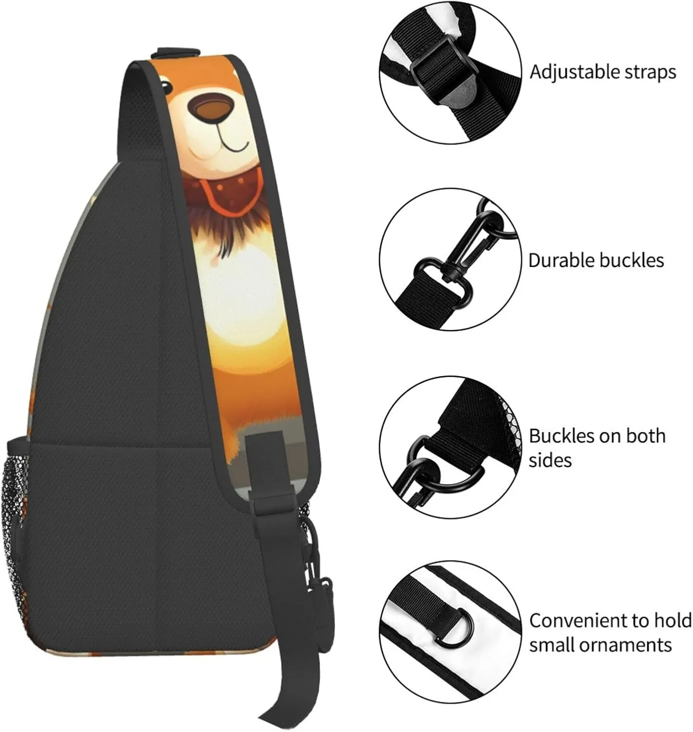 Dancing Thanksgiving Bears Unisex Casual Diagonal Chest Bag,Multipurpose Crossbody Shoulder Bag Travel Hiking Daypack