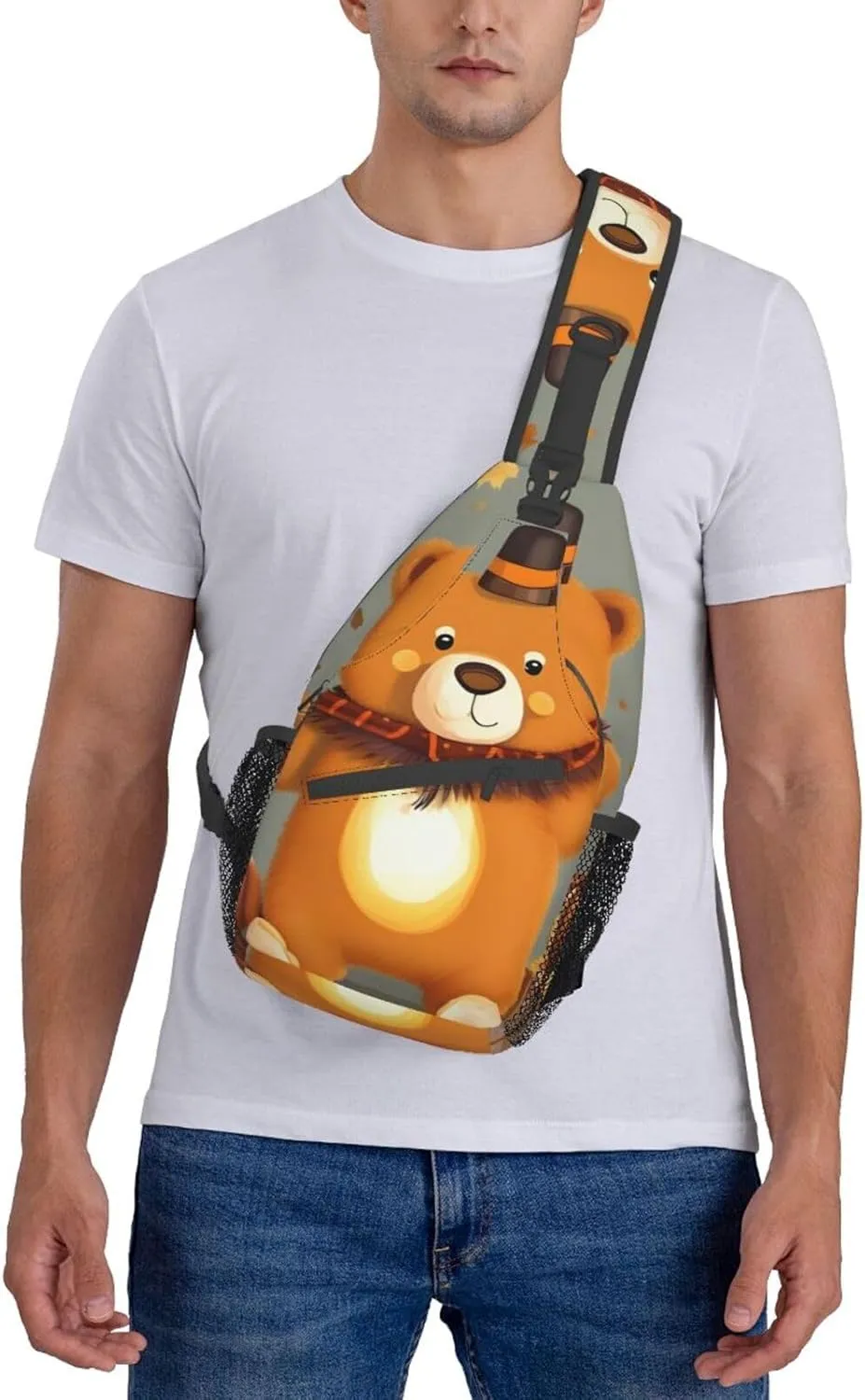 Dancing Thanksgiving Bears Unisex Casual Diagonal Chest Bag,Multipurpose Crossbody Shoulder Bag Travel Hiking Daypack