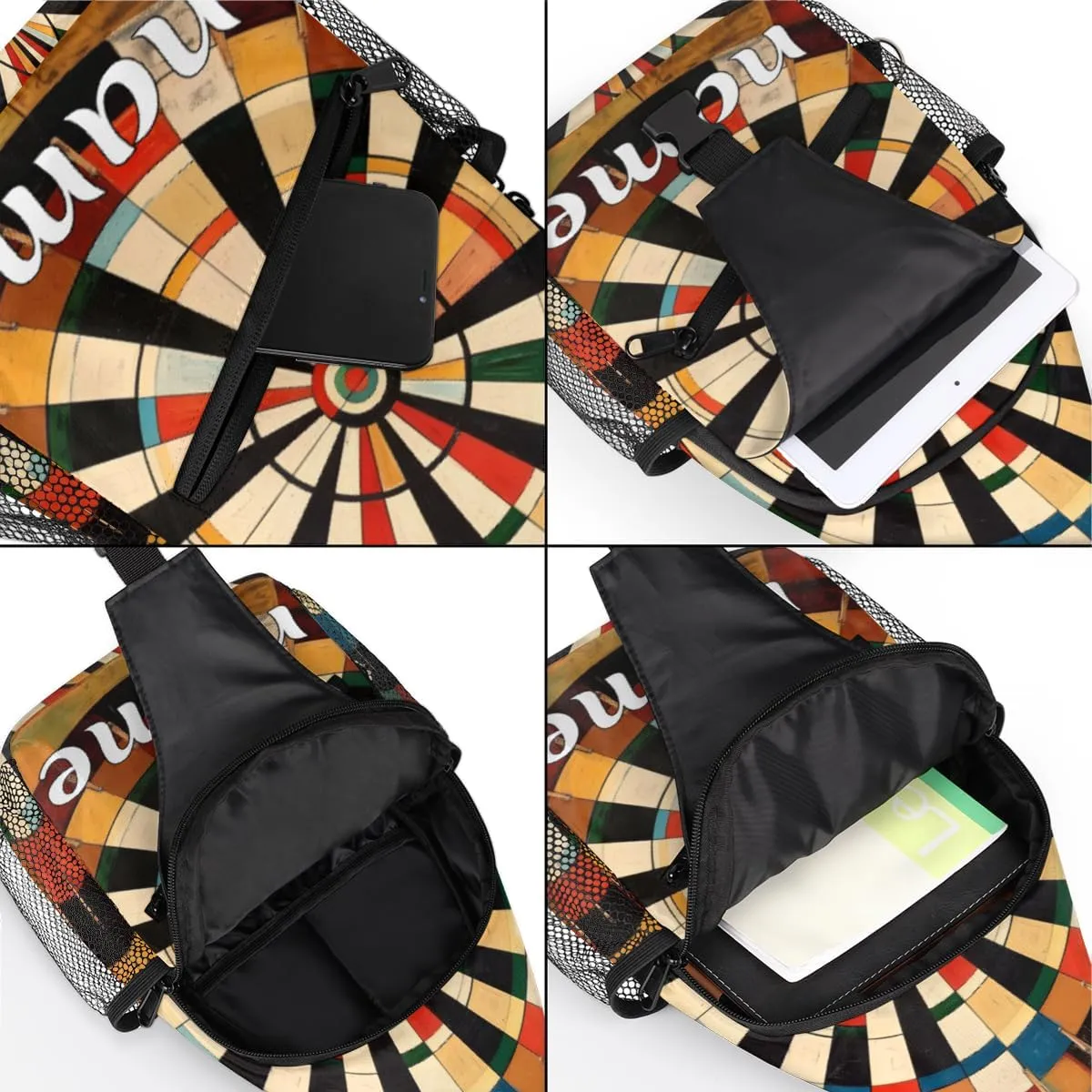 Dart Board Custom Sling Backpack Personalized Crossbody Bags for Women Men Chest Bag for Travel Hiking Sports