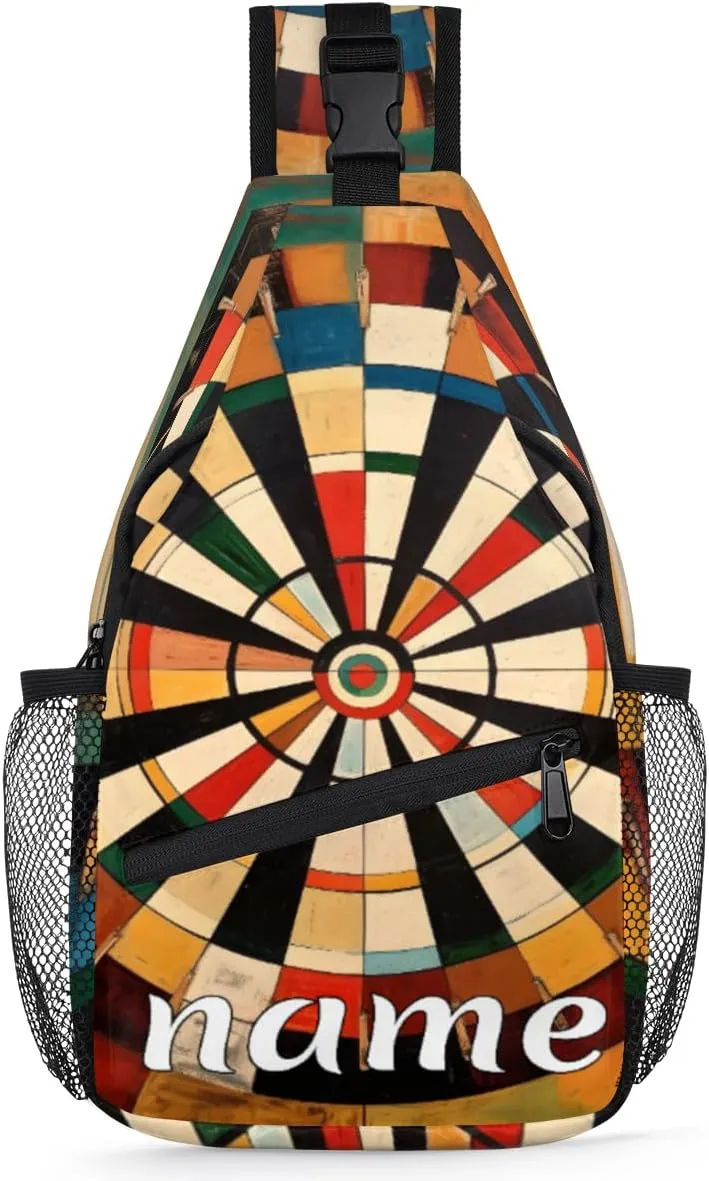 Dart Board Custom Sling Backpack Personalized Crossbody Bags for Women Men Chest Bag for Travel Hiking Sports
