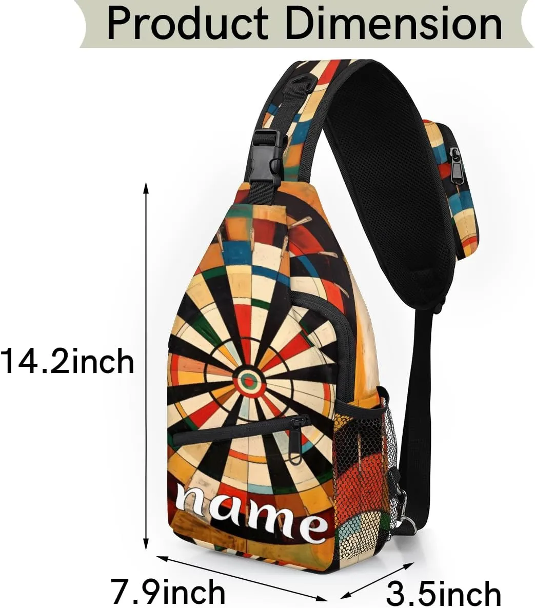 Dart Board Custom Sling Backpack Personalized Crossbody Bags for Women Men Chest Bag for Travel Hiking Sports
