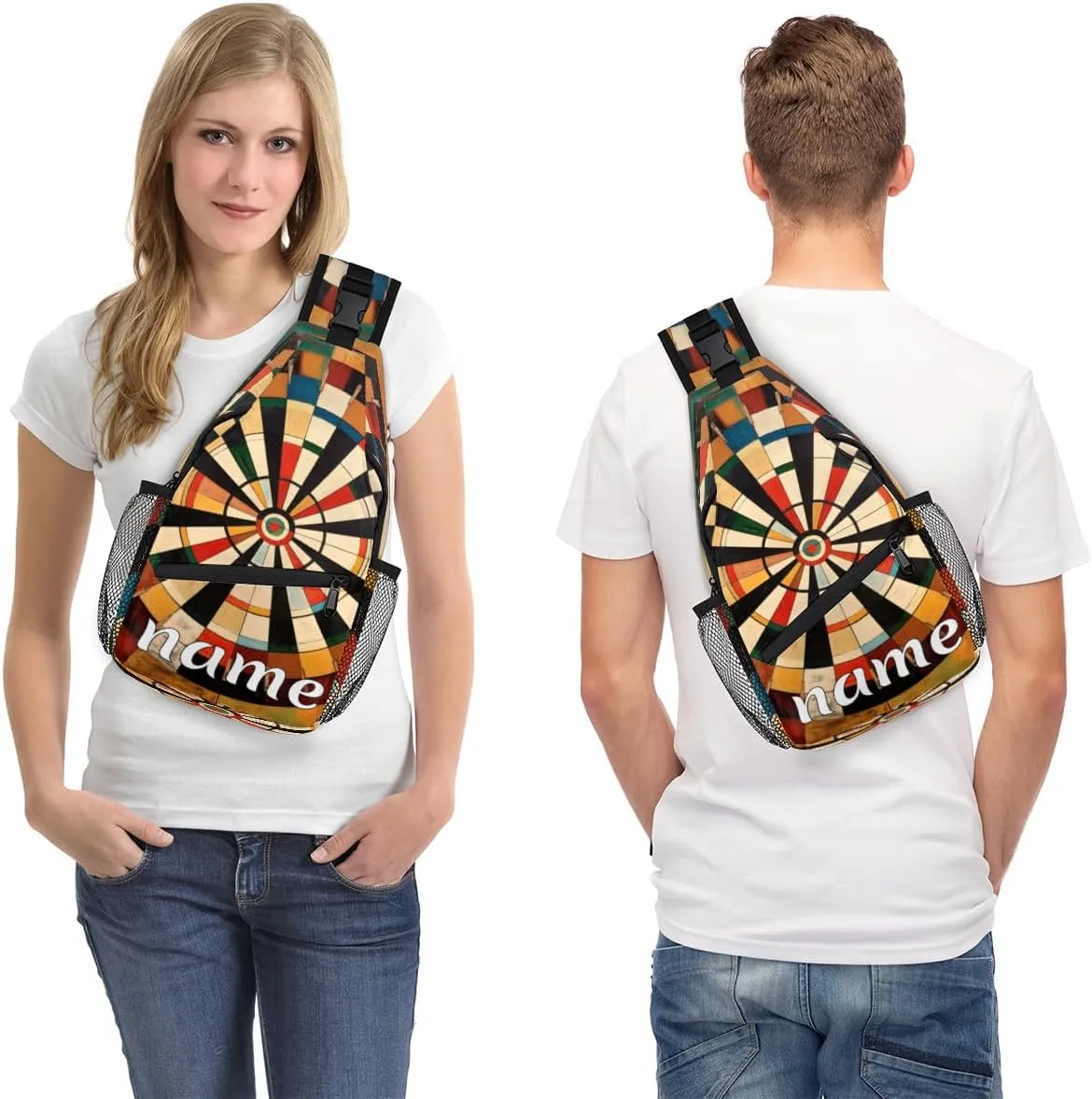 Dart Board Custom Sling Backpack Personalized Crossbody Bags for Women Men Chest Bag for Travel Hiking Sports
