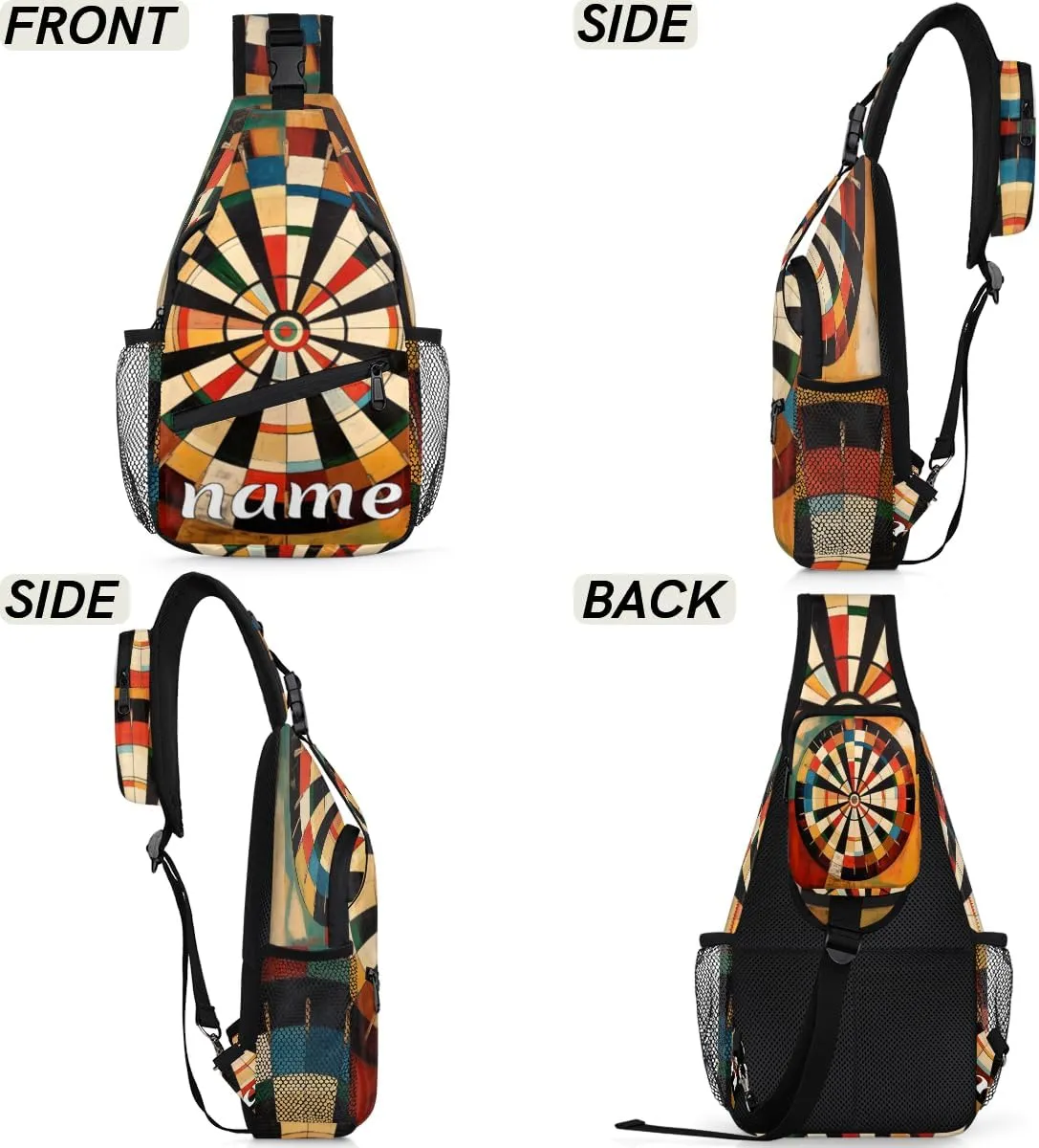 Dart Board Custom Sling Backpack Personalized Crossbody Bags for Women Men Chest Bag for Travel Hiking Sports