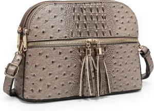 Dasein Women Tassel Zipper Pocket Crossbody Bag Shoulder Purse Fashion Travel Bag with Multi Pockets
