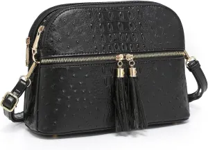 Dasein Women Tassel Zipper Pocket Crossbody Bag Shoulder Purse Fashion Travel Bag with Multi Pockets