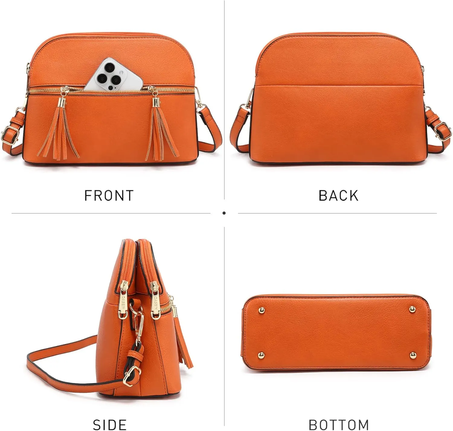 Dasein Women Tassel Zipper Pocket Crossbody Bag Shoulder Purse Fashion Travel Bag with Multi Pockets