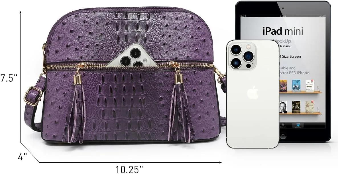 Dasein Women Tassel Zipper Pocket Crossbody Bag Shoulder Purse Fashion Travel Bag with Multi Pockets