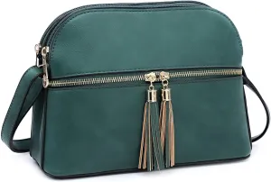Dasein Women Tassel Zipper Pocket Crossbody Bag Shoulder Purse Fashion Travel Bag with Multi Pockets