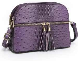 Dasein Women Tassel Zipper Pocket Crossbody Bag Shoulder Purse Fashion Travel Bag with Multi Pockets