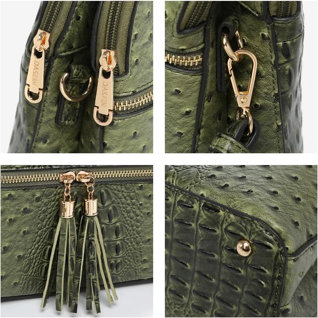 Dasein Women Tassel Zipper Pocket Crossbody Bag Shoulder Purse Fashion Travel Bag with Multi Pockets