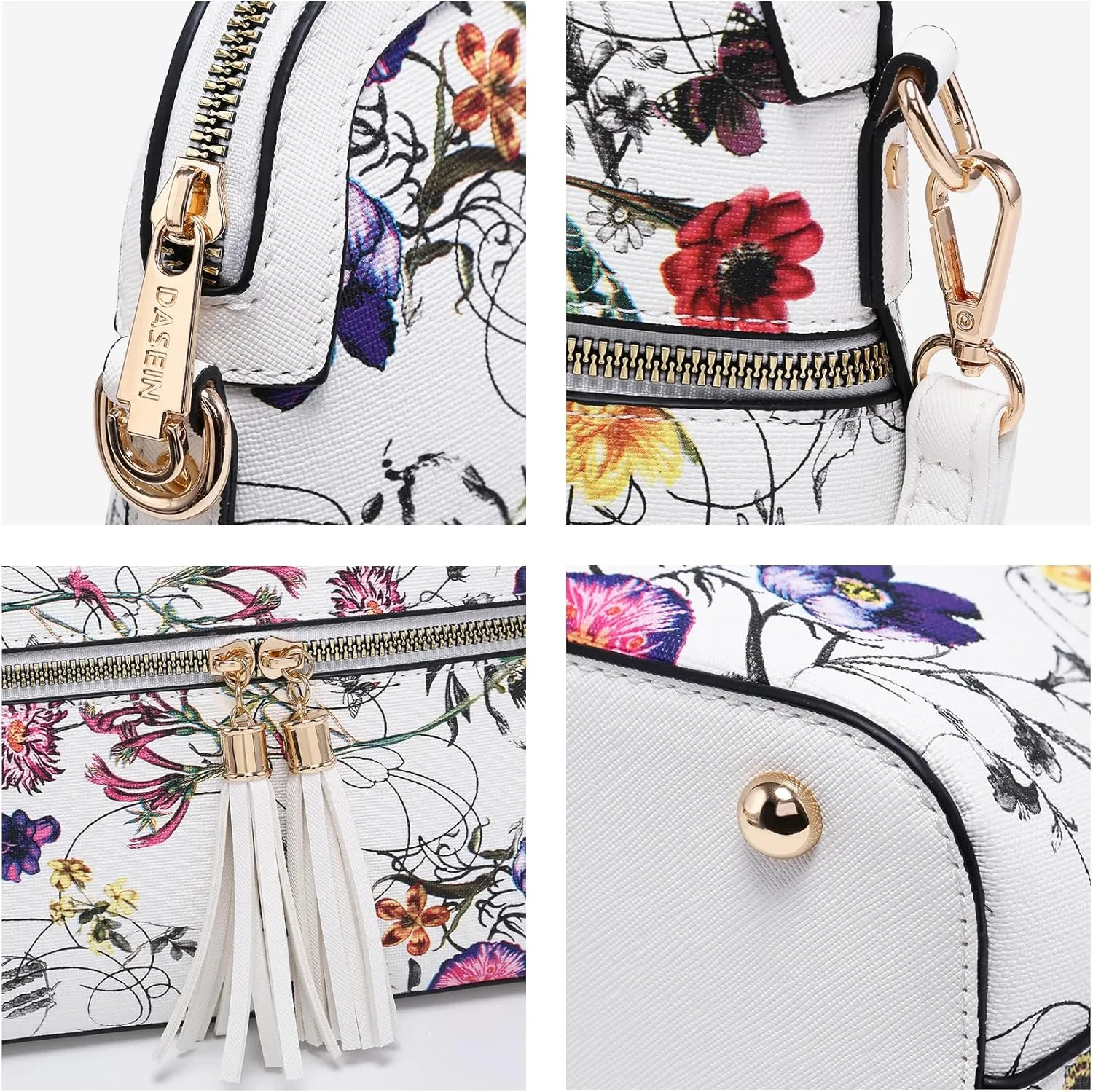 Dasein Women Tassel Zipper Pocket Crossbody Bag Shoulder Purse Fashion Travel Bag with Multi Pockets
