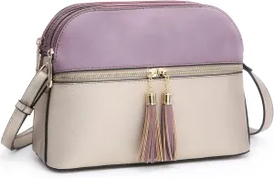 Dasein Women Tassel Zipper Pocket Crossbody Bag Shoulder Purse Fashion Travel Bag with Multi Pockets
