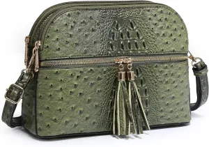 Dasein Women Tassel Zipper Pocket Crossbody Bag Shoulder Purse Fashion Travel Bag with Multi Pockets