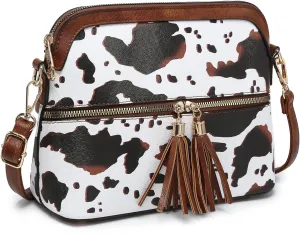 Dasein Women Tassel Zipper Pocket Crossbody Bag Shoulder Purse Fashion Travel Bag with Multi Pockets