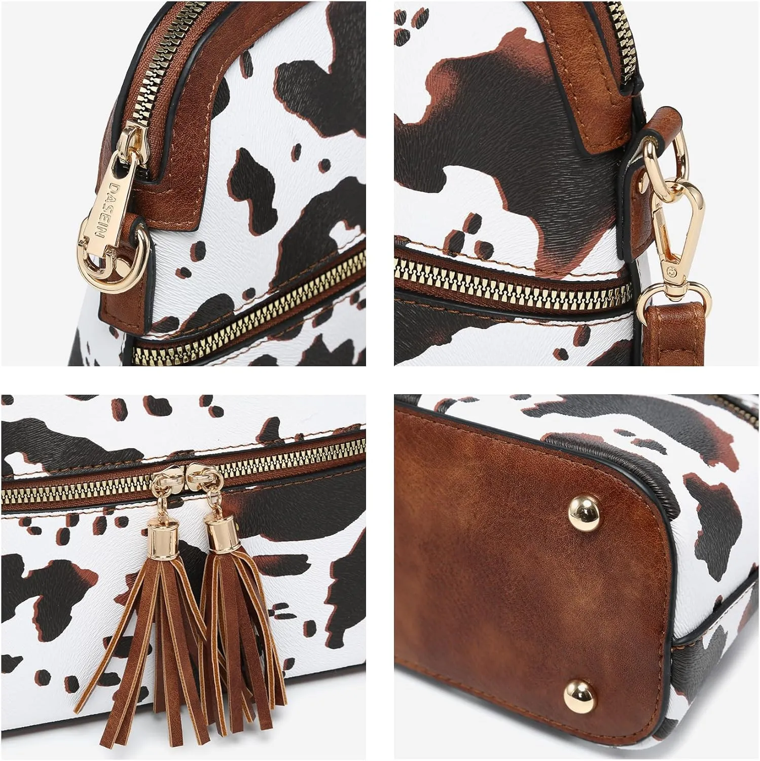 Dasein Women Tassel Zipper Pocket Crossbody Bag Shoulder Purse Fashion Travel Bag with Multi Pockets