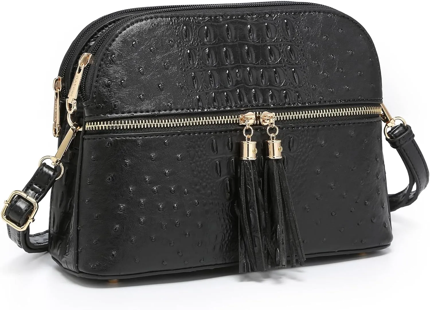 Dasein Women Tassel Zipper Pocket Crossbody Bag Shoulder Purse Fashion Travel Bag with Multi Pockets
