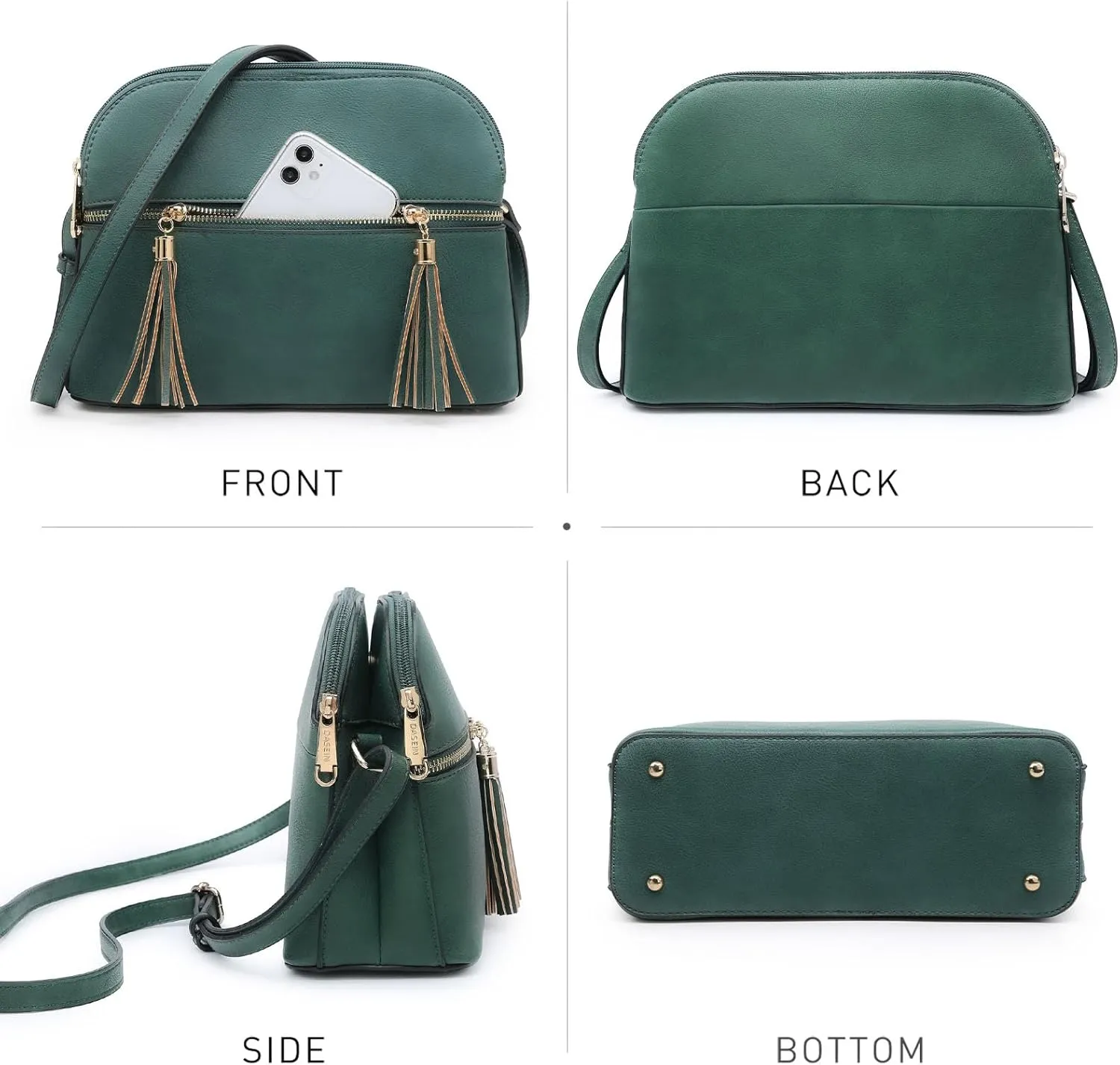 Dasein Women Tassel Zipper Pocket Crossbody Bag Shoulder Purse Fashion Travel Bag with Multi Pockets