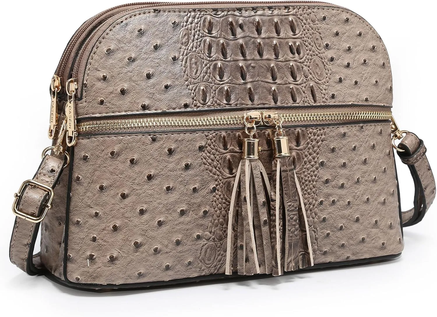 Dasein Women Tassel Zipper Pocket Crossbody Bag Shoulder Purse Fashion Travel Bag with Multi Pockets