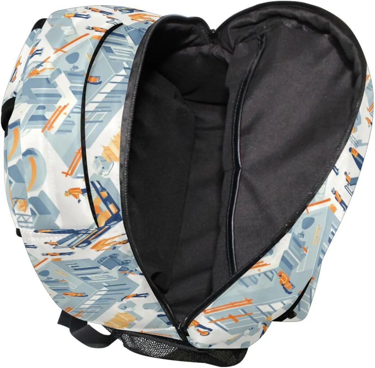 Day Backpack for Men and Women Waterproof Backpack with Chest Strap for College Work Construction Scene Concrete Mixer Truck