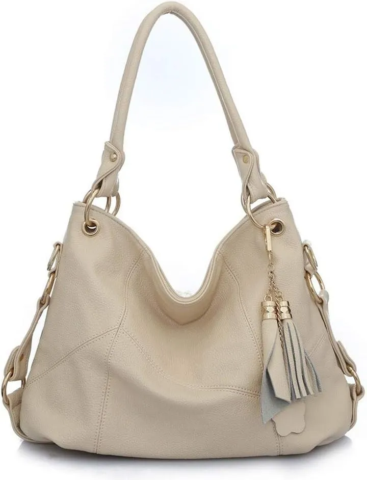 Dayfine Women's PU Single Shoulder Bag Tassel Stitching Large Capacity Shoulder Shopping Bag