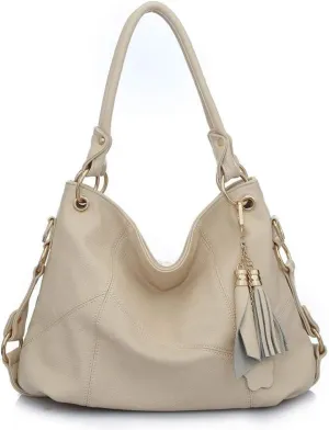 Dayfine Women's PU Single Shoulder Bag Tassel Stitching Large Capacity Shoulder Shopping Bag