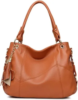 Dayfine Women's PU Single Shoulder Bag Tassel Stitching Large Capacity Shoulder Shopping Bag