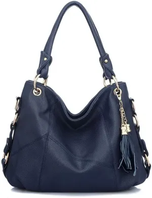 Dayfine Women's PU Single Shoulder Bag Tassel Stitching Large Capacity Shoulder Shopping Bag