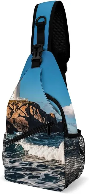 Daytime Sailboats Sling Bag for Men Women Crossbody Shoulder Backpack Chest Bag Travel Hiking Daypack