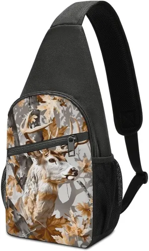 Deer Hunting Camouflage Crossbody Bags for Women Men Sling Bag Casual Chest Bag Daypack for Travel Sport Hiking