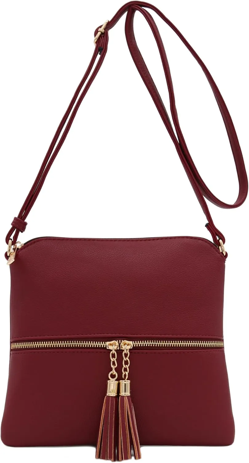 DELUXITY Lightweight Medium Crossbody Bag with Tassel