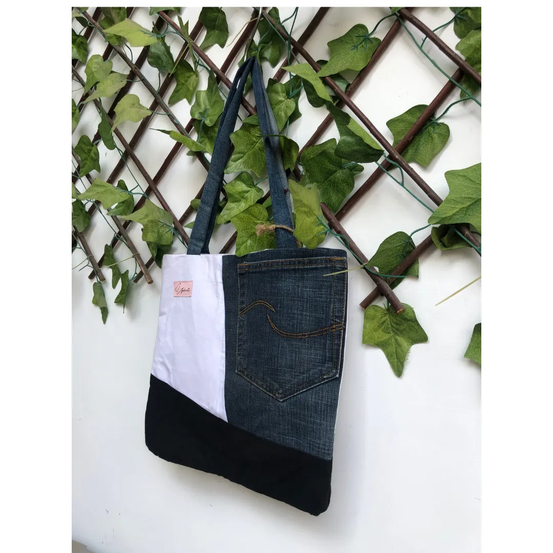 Denim Charm Tote Bag