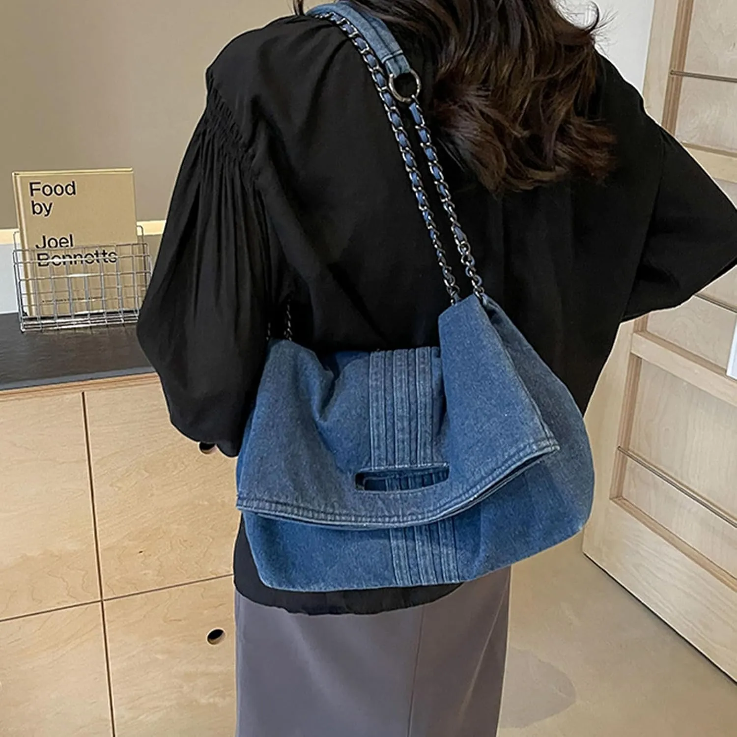 Denim Purse for Women Jean Purses Tote Bag for Womens Handbags Work Bags Shoulder Bag Crossbody Bags for Women