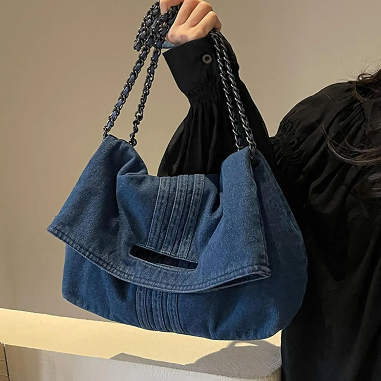 Denim Purse for Women Jean Purses Tote Bag for Womens Handbags Work Bags Shoulder Bag Crossbody Bags for Women
