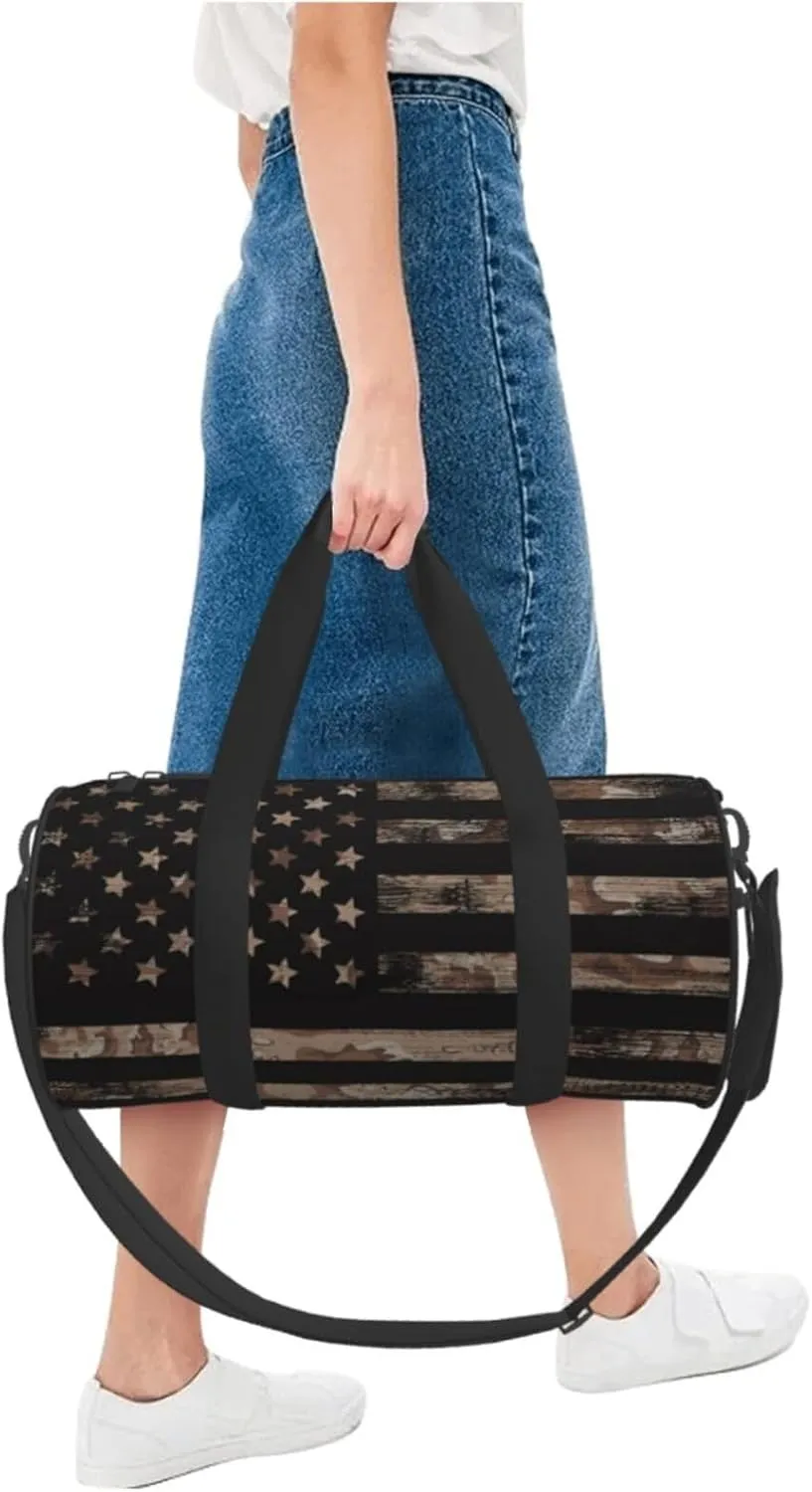 Desert Camo Camouflage Army American Flag Tactical Foldable Duffle Bag For Women - Workout Bag For Gym Men - Boy Gym Bag - Girls Small Weekender Duffel Bag - Packable Luggage Bag For Travel Sports