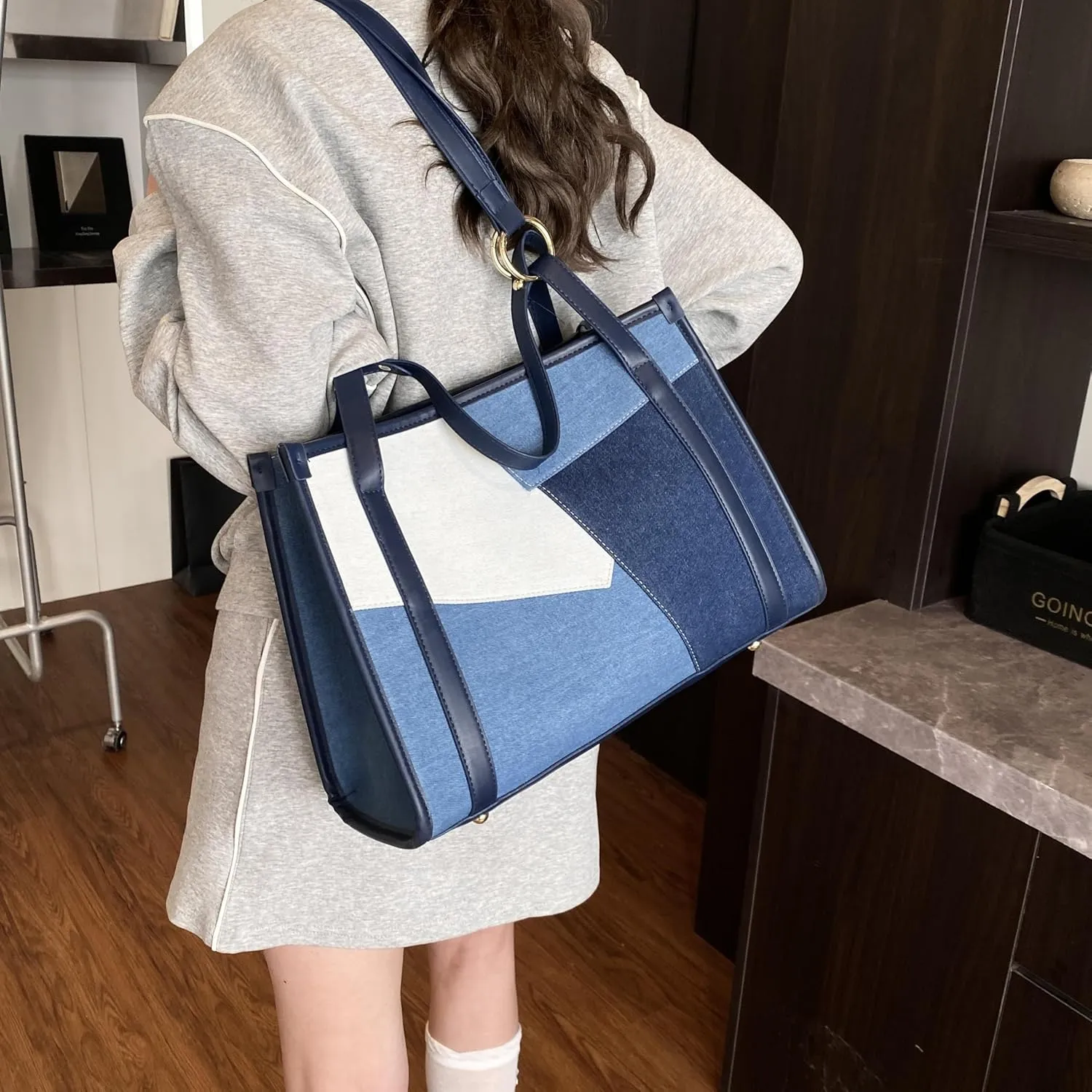 Designer Women's Denim Handbags,Jeans Tote Bags, Casual Canvas Shoulder Bags for Work,Travel