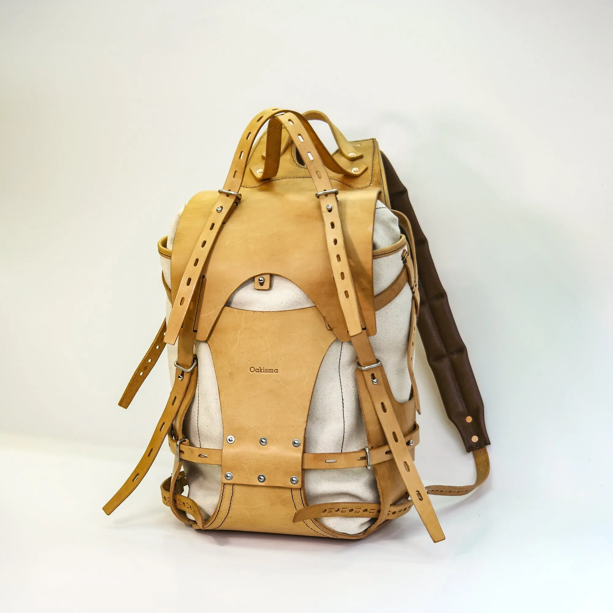 Detachable canvas plant tanned leather backpack - retro backpack for travel, camping, hiking, commuting